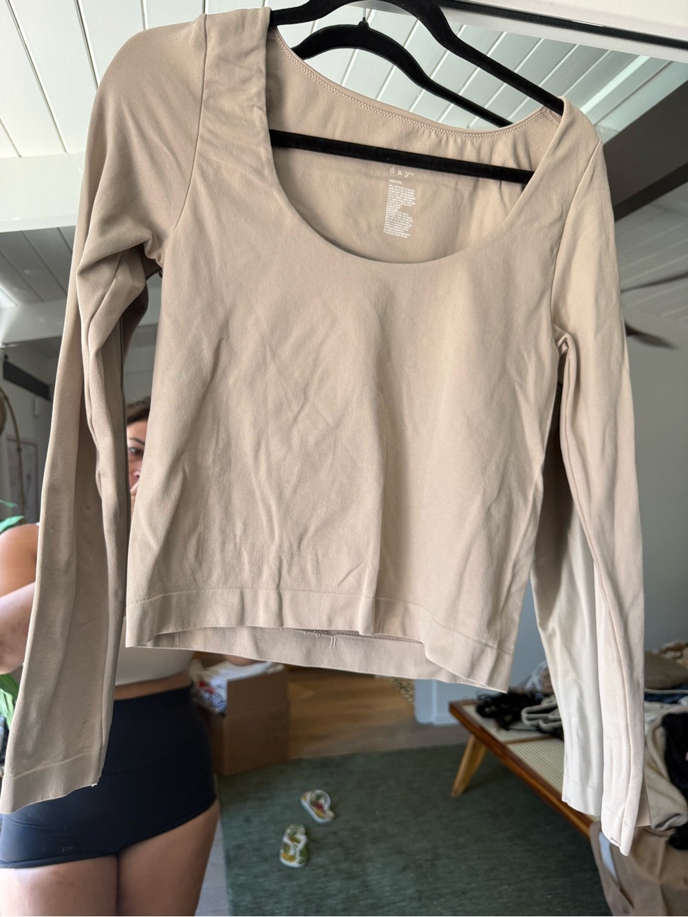 a new day Taupe Scoop Neck Long Sleeve Top